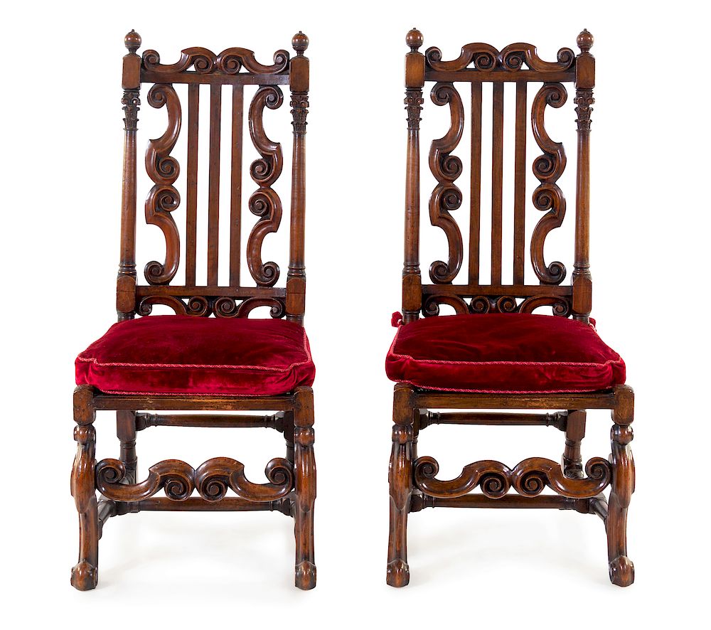 Appraisal: A Pair of Charles II Side Chairs A Pair of