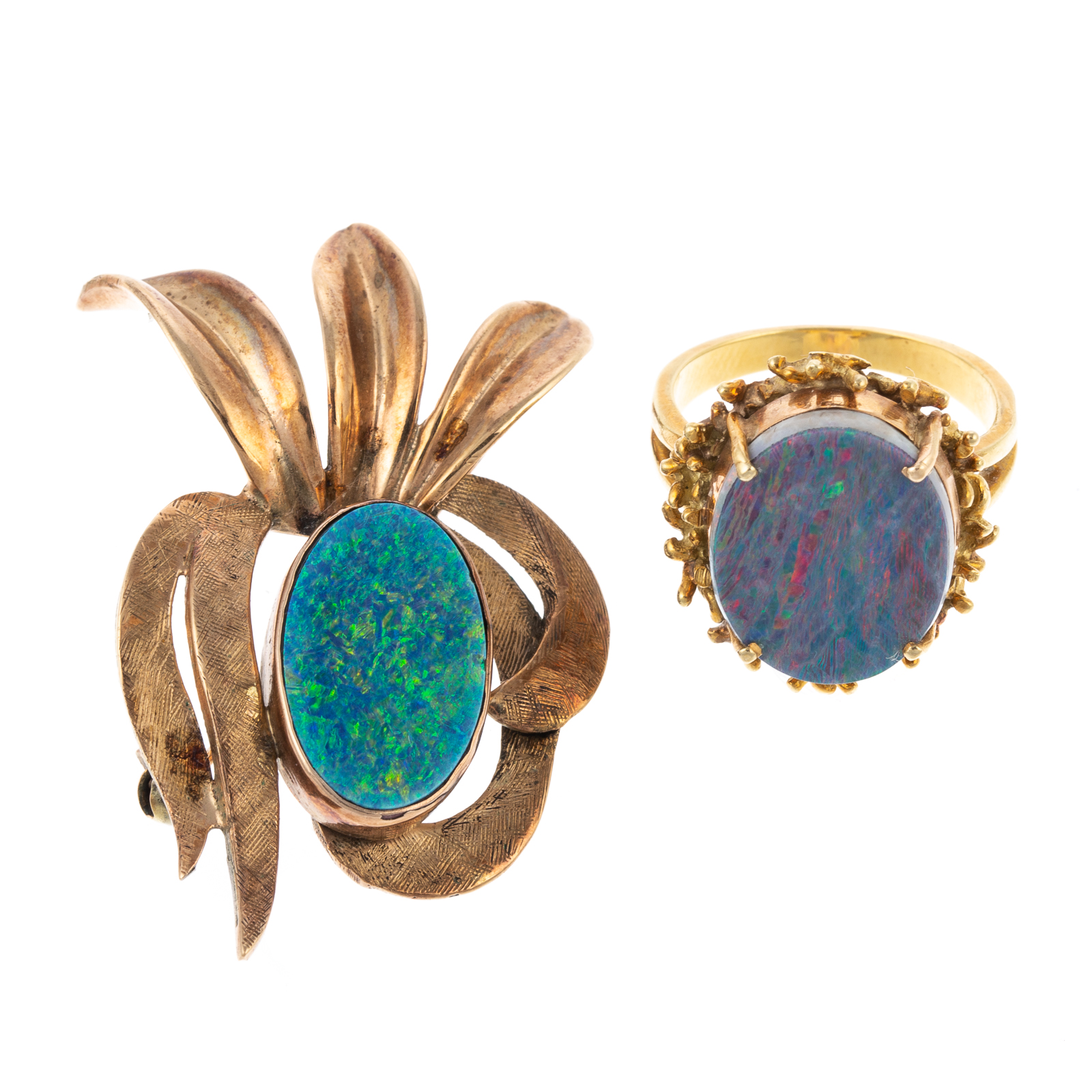 Appraisal: AN K OPAL RING K OPAL PIN K yellow gold