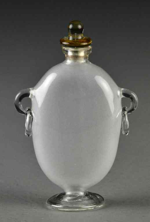 Appraisal: Venetian Glass Snuff BottleClear glass oval snuff bottle with circular