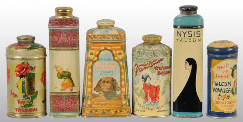 Appraisal: Lot of Talc Tins Description Terrific grouping with stunning colors