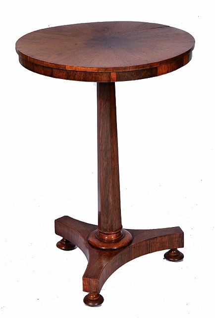 Appraisal: A WILLIAM IV STYLE CIRCULAR ROSEWOOD SNAP TOP OCCASIONAL TABLE