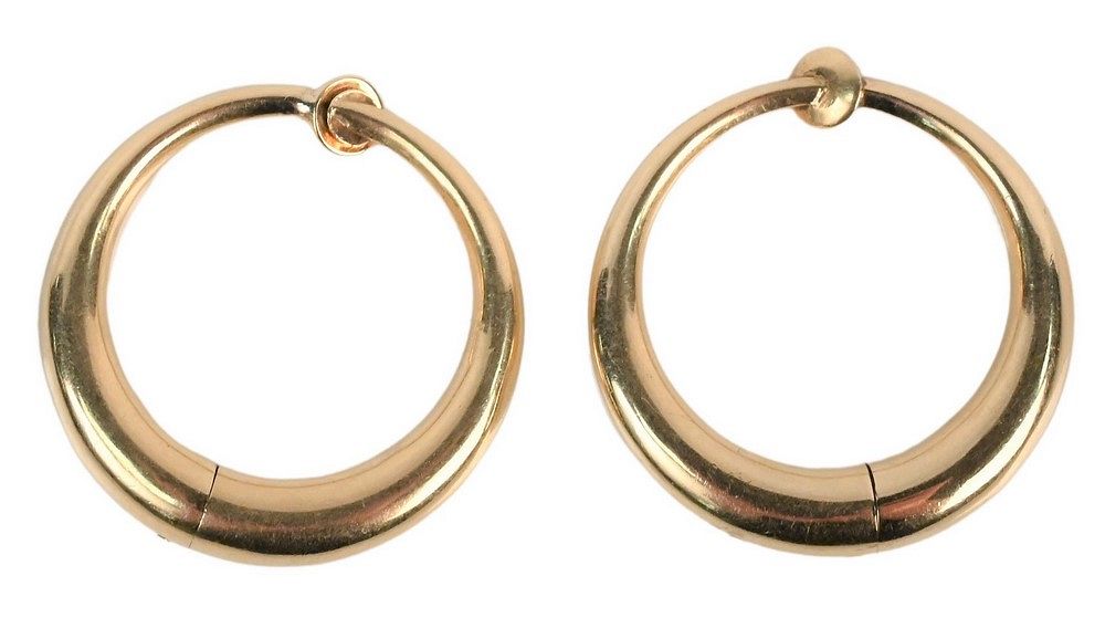 Appraisal: Pair Karat Gold Hoop Earrings having pressure twist clips grams