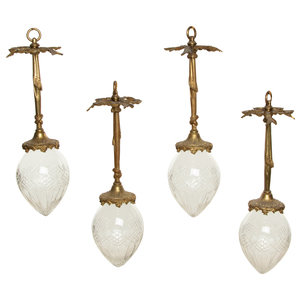 Appraisal: A Set of Four Gilt Bronze and Cut Glass Pendant