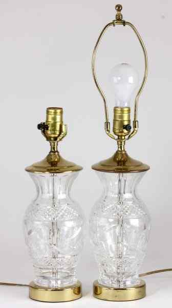 Appraisal: Pair of Waterford Crystal Table Lampsbrass mounted cut crystal one