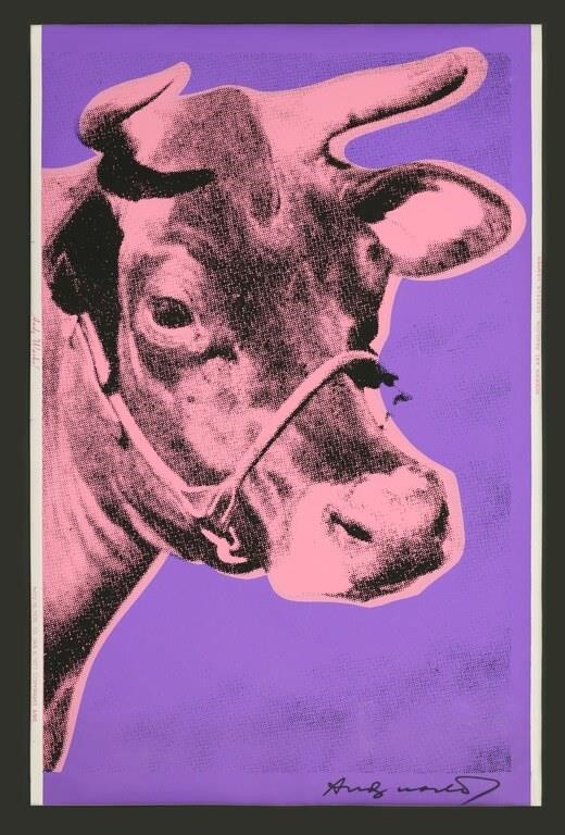 Appraisal: ANDY WARHOL SIGNED COW SCREENPRINT ON WALLPAPERAndy Warhol American Pennsylvania