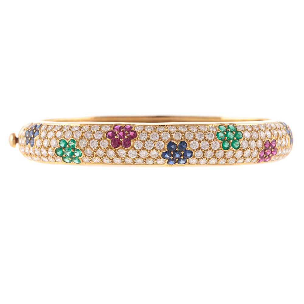 Appraisal: A Floral Multi Gemstone Bracelet in K K yellow gold