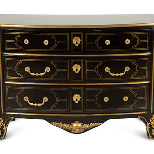 Appraisal: A Regence Style Ebonized and Brass Inlaid Three-Drawer Commode th