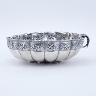 Appraisal: Sanborns Mexican Sterling Silver Bowl Melon ribbed with floral repousse