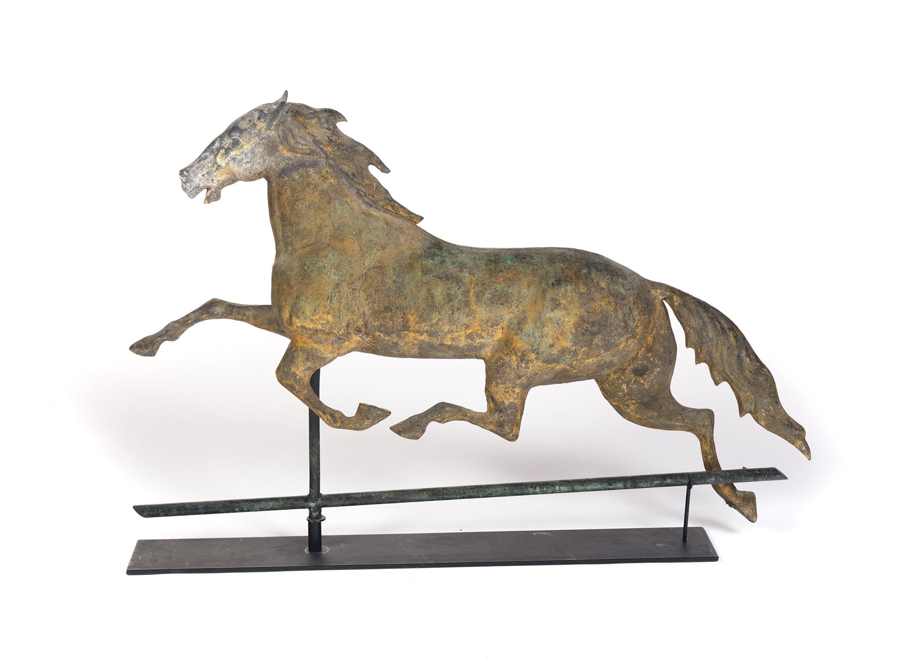 Appraisal: AMERICAN HORSE WEATHERVANE Late th century Full-bodied copper running horse