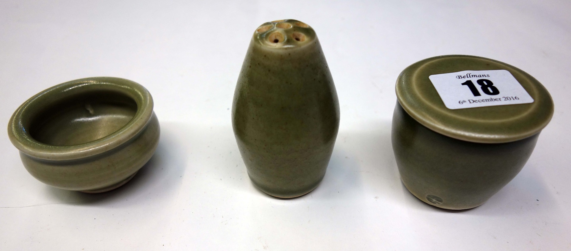 Appraisal: A Bernard Leech studio pottery three piece cruet set