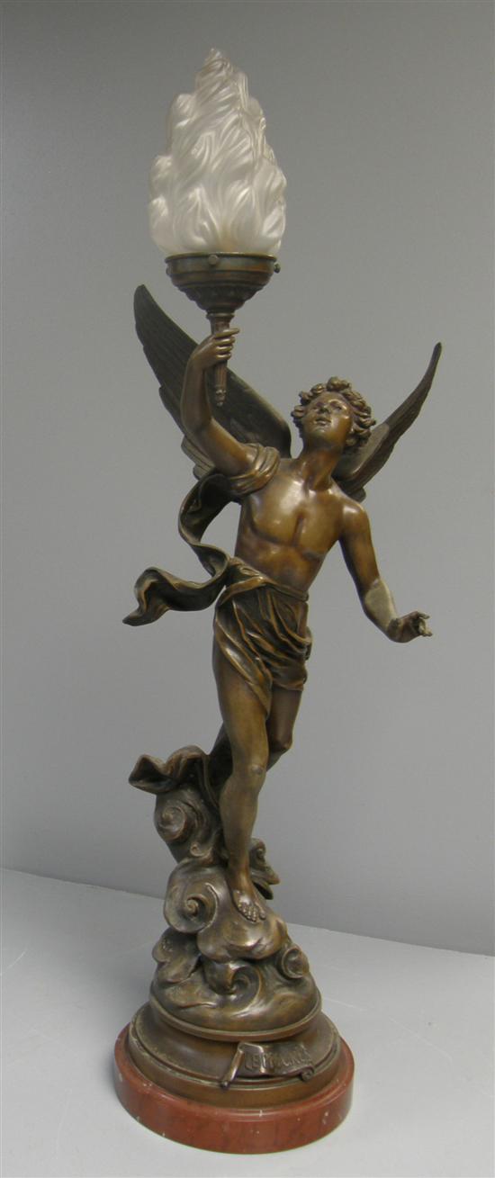 Appraisal: th century spelter lamp base in the form of a