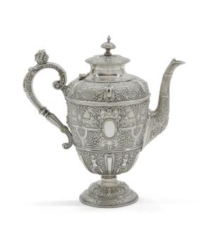 Appraisal: AN ENGLISH SILVER-PLATE TEAPOT JAMES DIXON SONS Sheffield early th