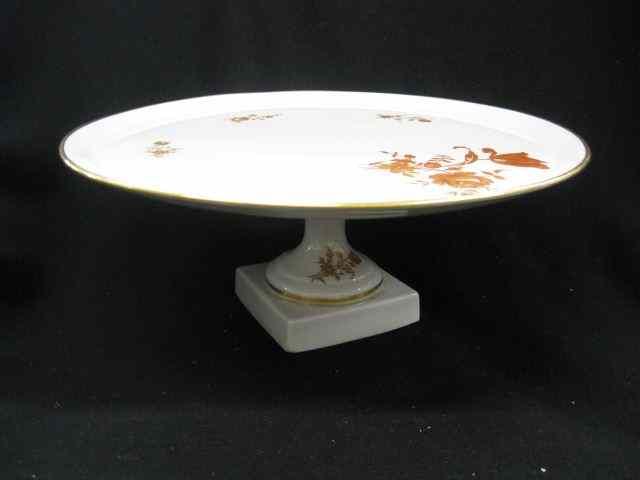 Appraisal: Limoges Porcelain Cake Stand floral on ivory gold trim ''