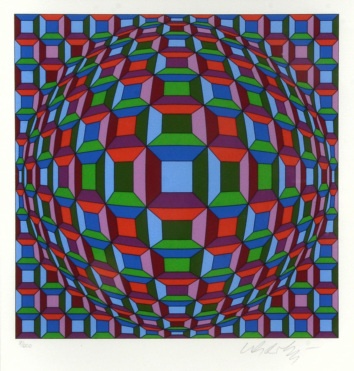 Appraisal: VASARELY Victor Hungary - Geometric Sphere Op Art Serigraph sight