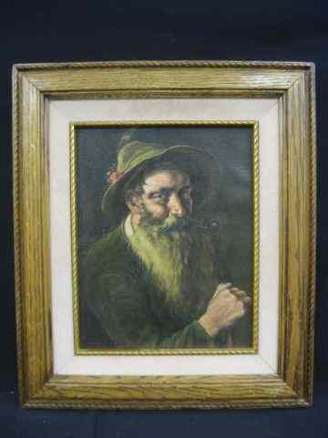 Appraisal: Laren Oil German Man with Hat pipe on canvas image