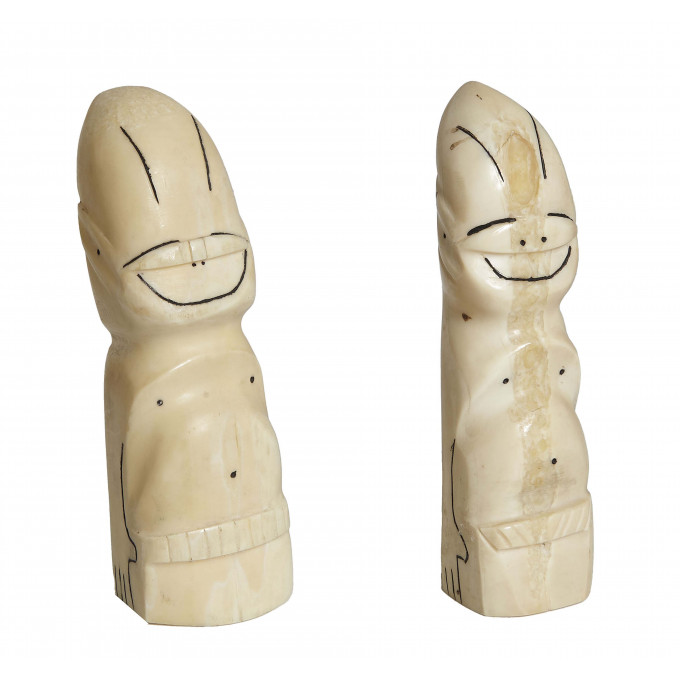 Appraisal: Pair of Inuit Carved Walrus Ivory Tooth Billikens th c