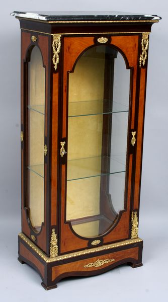 Appraisal: th Century French style vitrine having marble top satin wood