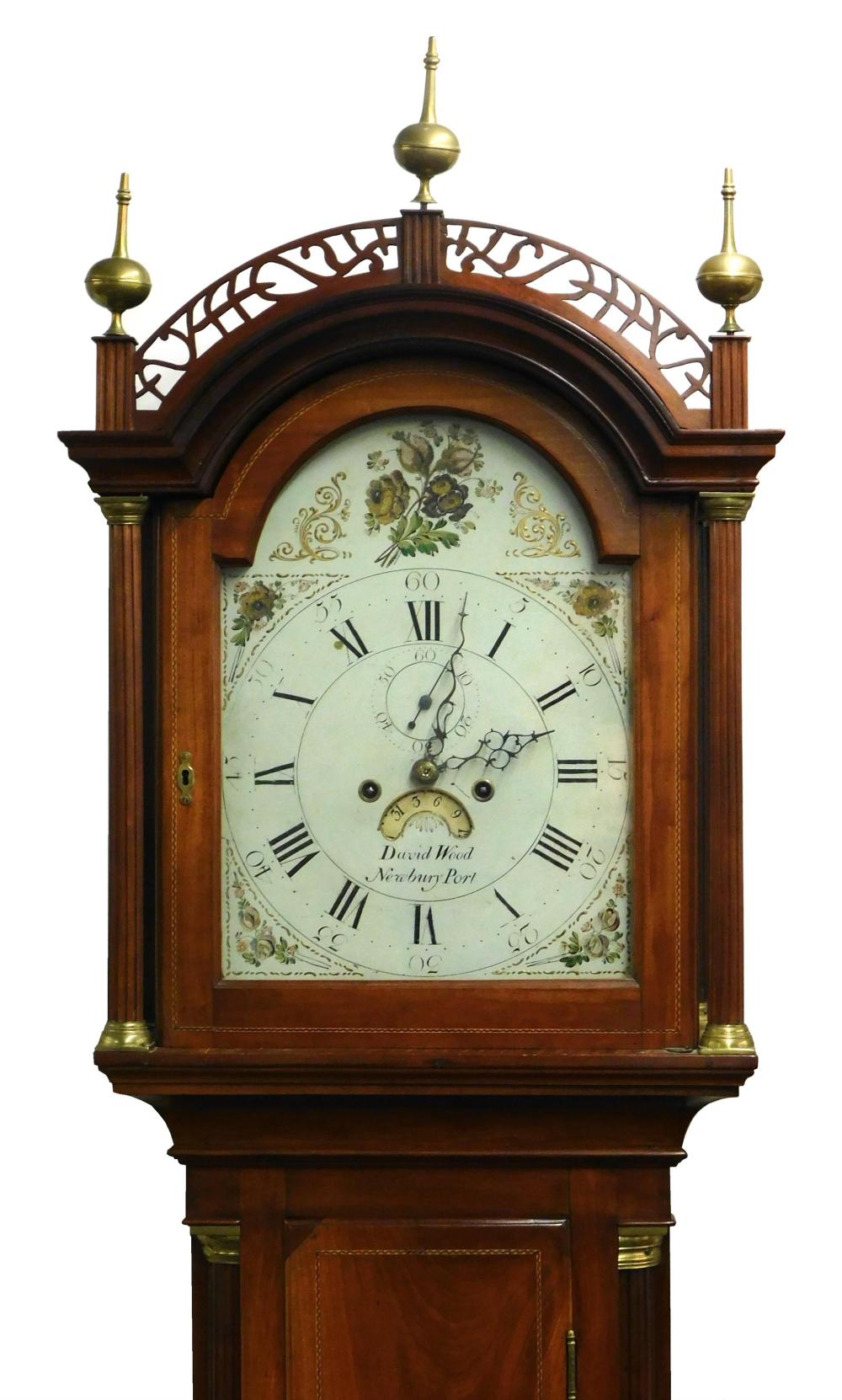 Appraisal: CLOCK David Wood Massachusetts Federal cherry inlaid tall case clock