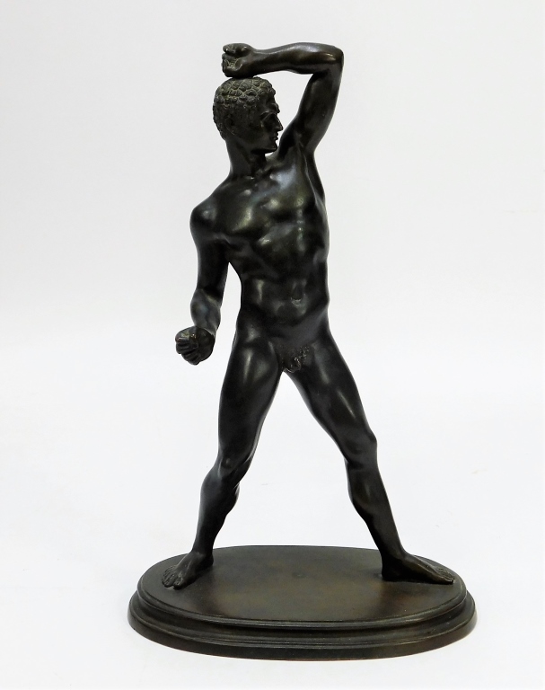 Appraisal: NEOCLASSICAL NUDE MALE BRONZE ATHELETE SCULPTURE Europe th CenturyGreco Roman