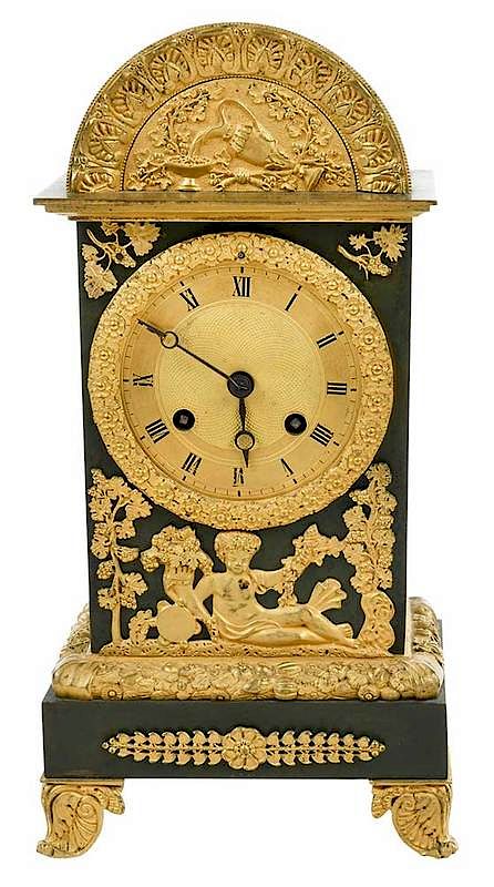 Appraisal: Restoration Gilt Bronze Mantel Clock French early to mid th