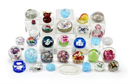 Appraisal: Collection of glass paperweights and perfume bottles various makers late