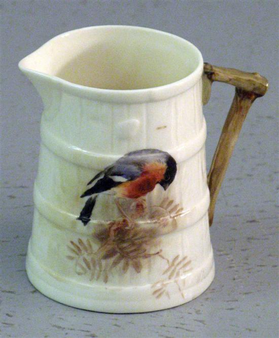 Appraisal: Royal Worcester cream jug painted with a bullfinch and signed