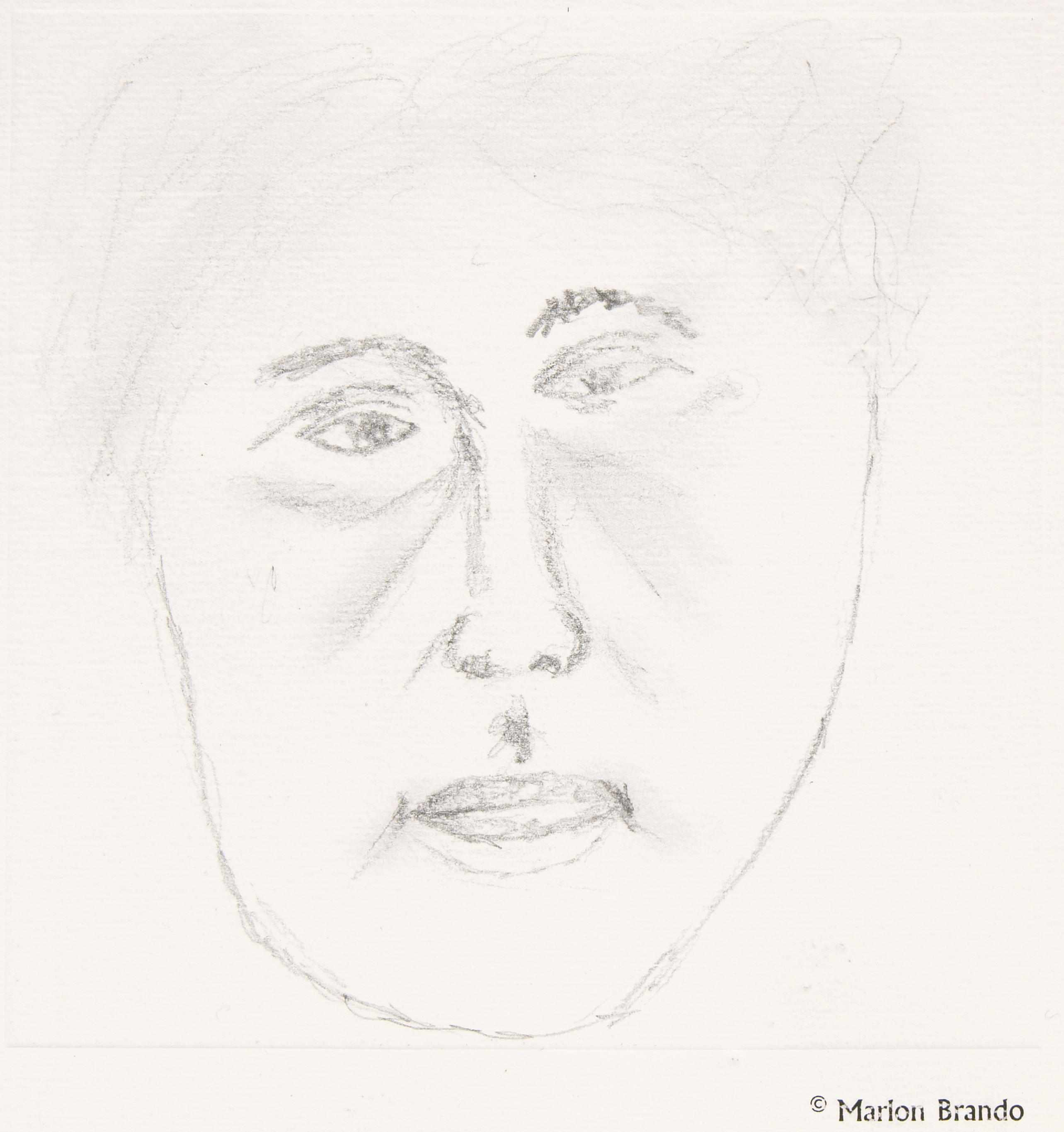 Appraisal: Marlon Brando self portrait A pencil on paper self portrait