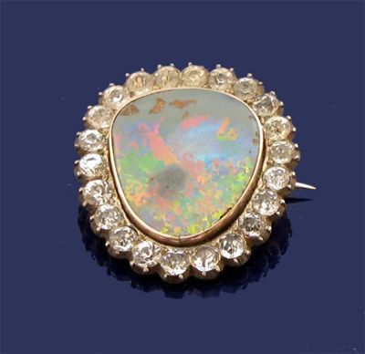 Appraisal: An opal and white stone brooch the opal is set