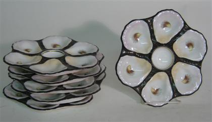 Appraisal: Six decorative porcelain oyster plates All having section hand painted