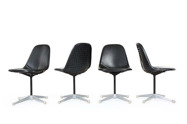 Appraisal: FOUR CHARLES RAY EAMES PKR- SWIVEL CHAIRS c America Manufactured