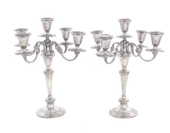 Appraisal: Pair Gorham sterling live-light candelabra pattern H Dia pcs Provenance