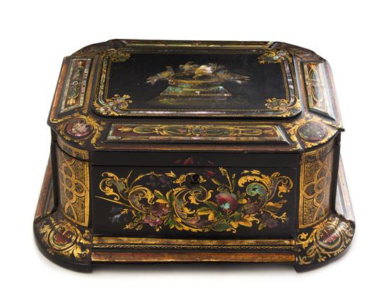 Appraisal: Sale Lot An English Abalone Inlaid Gilt and Black Lacquered