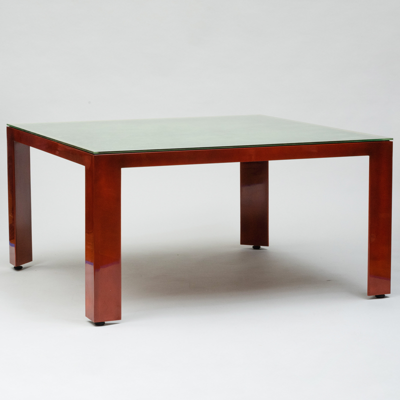 Appraisal: Nicholas Mongiardo Lacquer Dining Table with Gold Leafed Glass Top