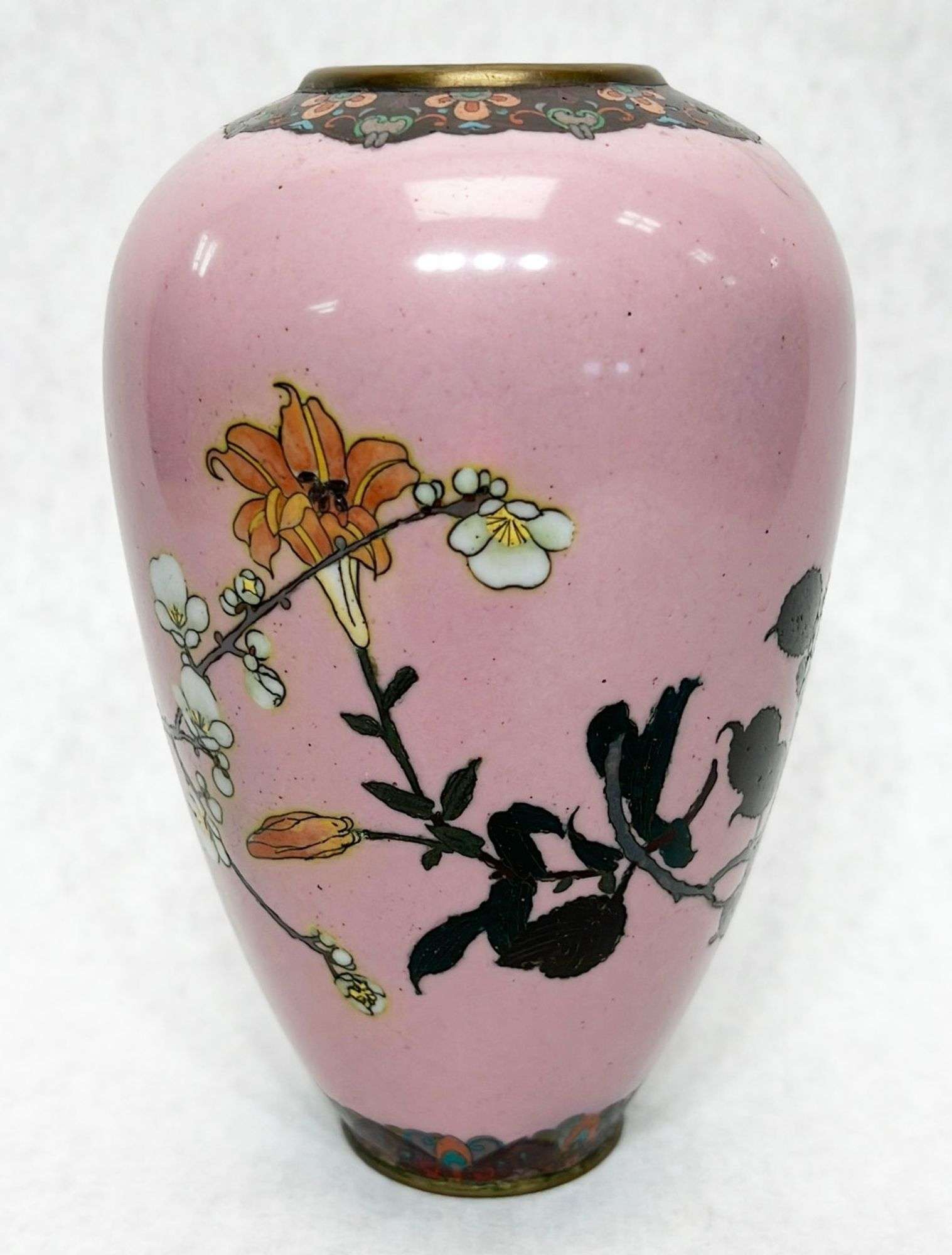 Appraisal: Japanese Meiji Period Cloisonne Floral Decorated Vase tall at widest