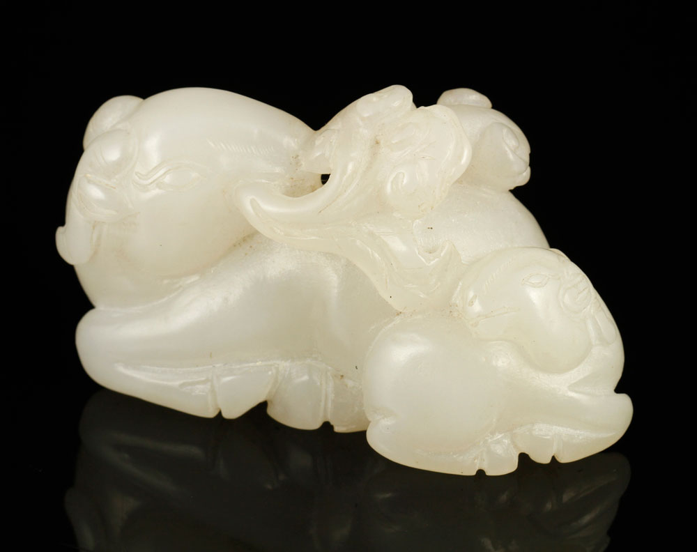 Appraisal: - Chinese Carved White Jade Pendant Chinese carved white jade