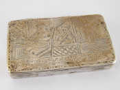 Appraisal: An early th c Dutch silver tobacco box with engraved