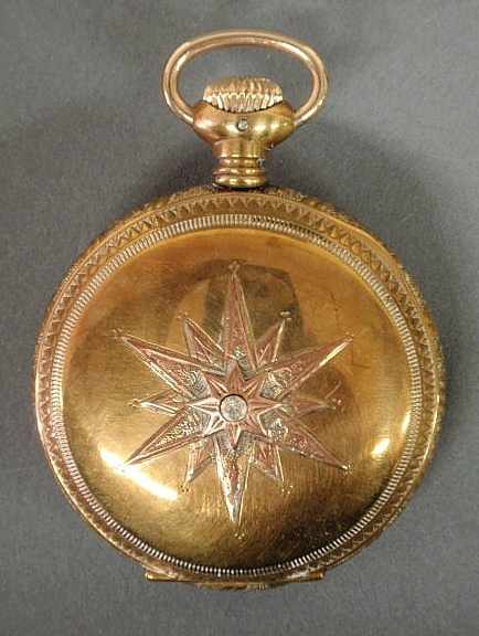 Appraisal: Gold filled hunter cased pocket watch by Edward Bruder Philadelphia