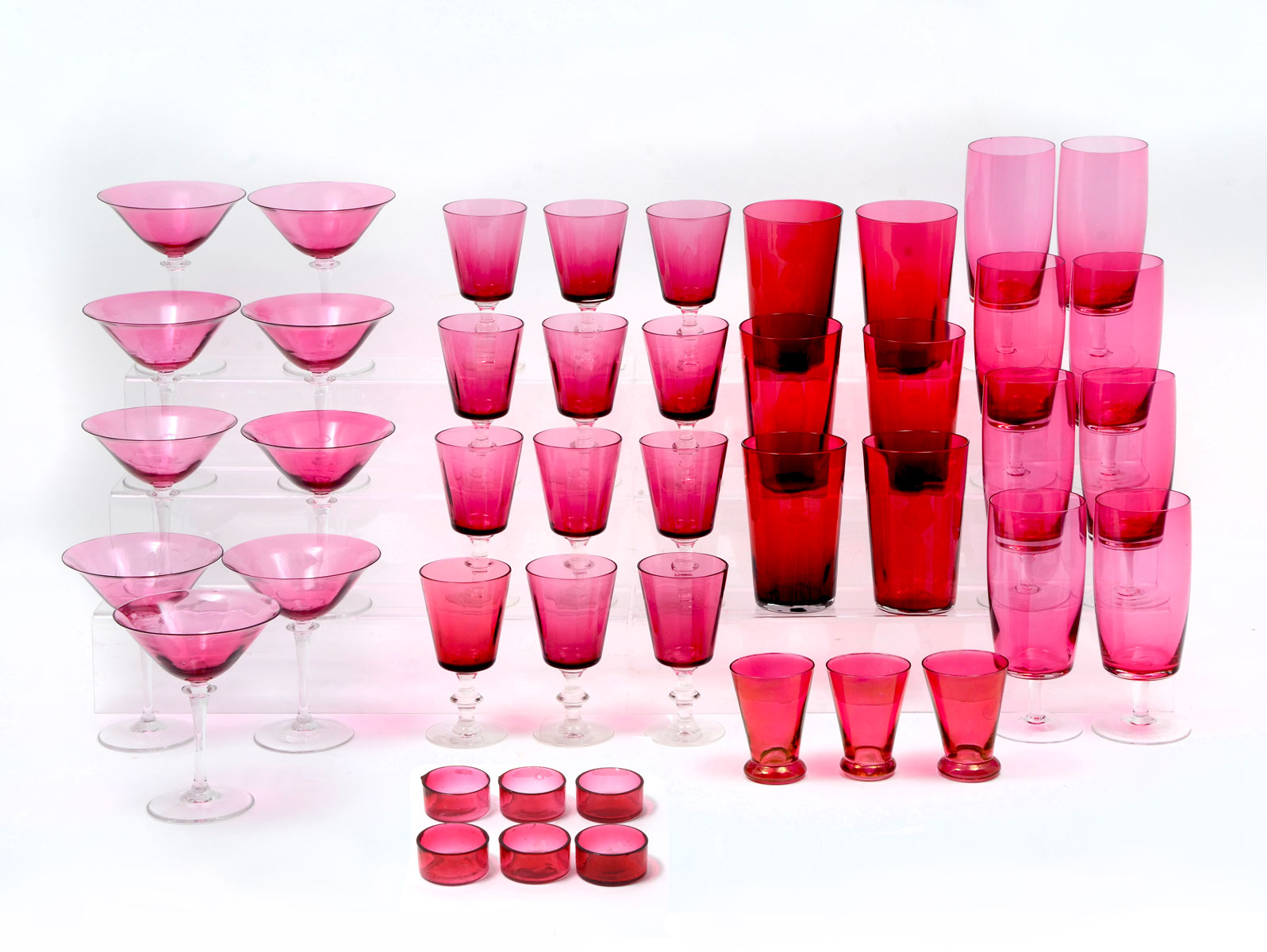 Appraisal: PC CRANBERRY BAR GLASSES Comprising - Portieux Vallerysthal France tumblers