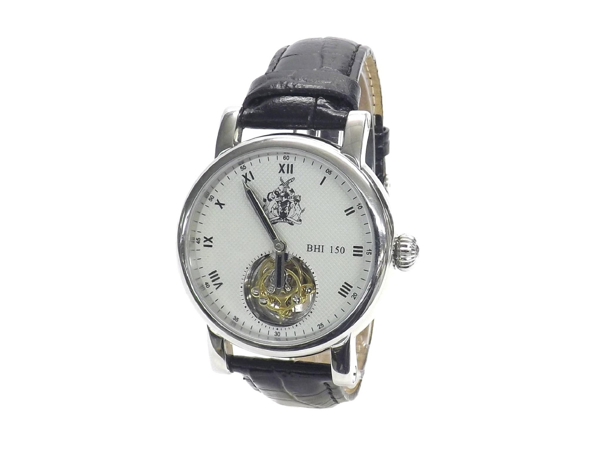 Appraisal: BHI Tourbillon stainless steel manual wind gentleman's wristwatch the silvered