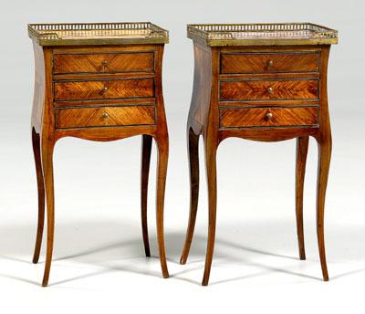 Appraisal: Pair Louis XV style petite commodes each with marble top