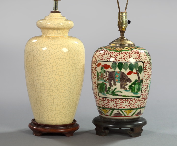 Appraisal: Two Oriental Porcelain Lamps consisting of a good Japanese Meiji