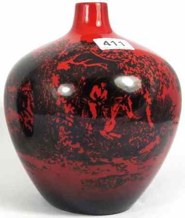 Appraisal: Royal Doulton Flambe Woodcut Vase decorated with Fox Hunting Scenes