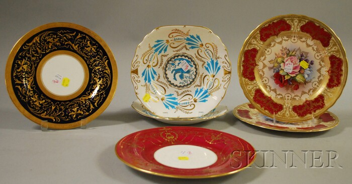 Appraisal: Six English Decorated Porcelain Dinner Plates a pair of Aynsley