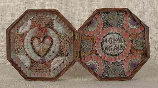 Appraisal: Sailor's double-panel shellwork valentine th c x