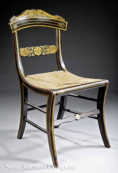 Appraisal: An American Classical Rosewood Faux Bois and Gilt Fancy Chair