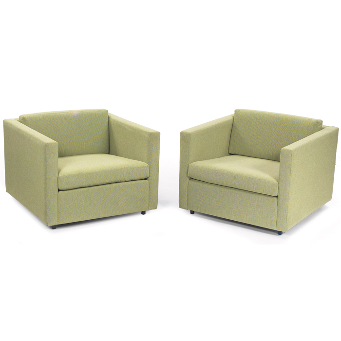 Appraisal: Charles Pfister lounge chairs pair by Knoll square forms in