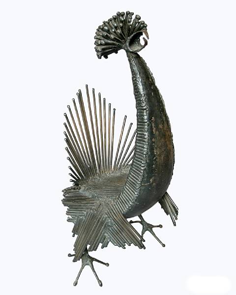 Appraisal: A French wrought mixed metal figure of a bird circa