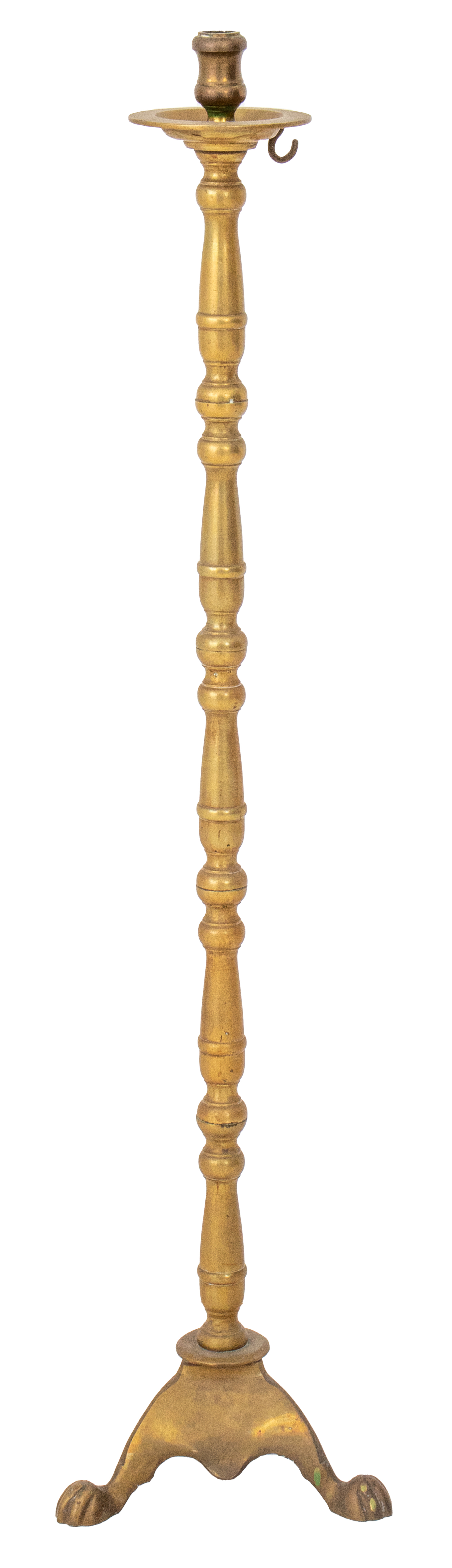 Appraisal: TALL BRASS FLOOR CANDELABRA CANDLESTICK Tall chased brass floor candelabra