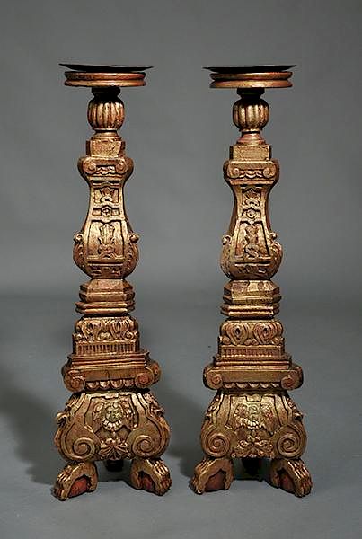 Appraisal: Pair th C Italian Torchi res Pair of th C