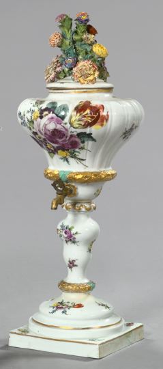 Appraisal: Rare Meissen Gilt-Brass-Mounted Porcelain Liqueur Dispenser third quarter th century